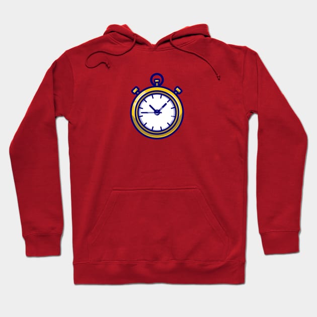 Stopwatch Timer Cartoon Illustration Hoodie by Catalyst Labs